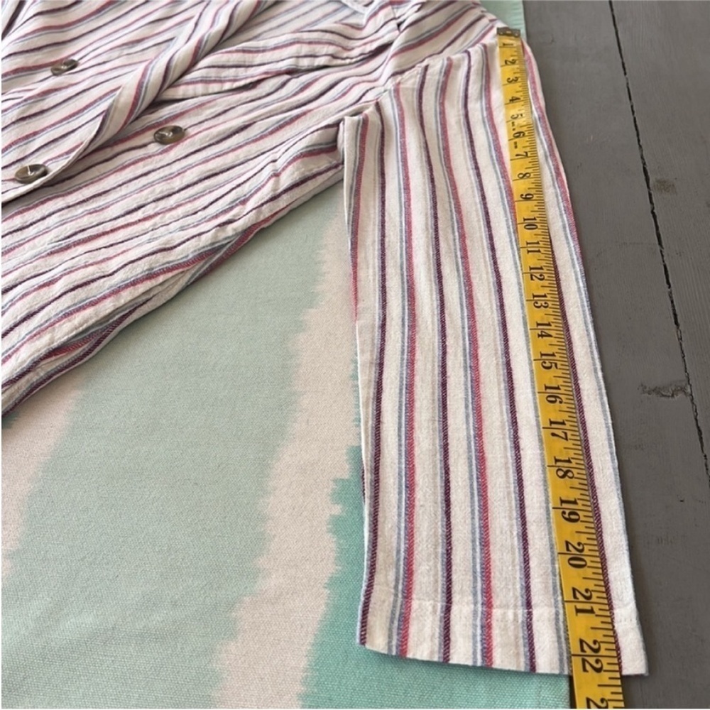 Anthropologie Dolan Linen Blend Striped Double Breasted Anna Blazer - Picture 12 of 14